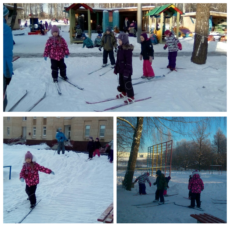 Дошкольники из ОП «Остафьево» обучаются катанию на лыжах 